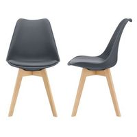 set de 2x sillas de comedor flaten estilo escandinavo cuero sintetico y madera de haya 81 x 49 x 57 cm - gris encasa