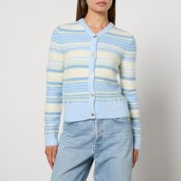 ganni striped intarsia-knit cardigan - 2xl