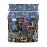juego de funda nordica lois labels p azul cama de 150 4 piezas