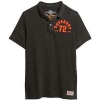 superdry polo polo manches courtes vintage athletic noir delave para hombre