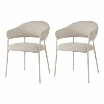 Conjunto de 2 sillas de comedor blanco perla en tela
