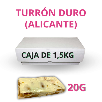 Turrón Duro en porciones de 20g en cajas a granel - Caja de 1,5kg...