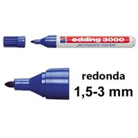 edding 3000 rotulador permanente azul de punta redonda 15-3 mm