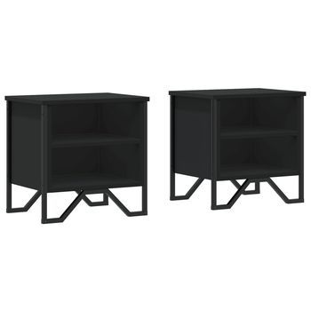 Mesitas De Noche 2 Unidades Madera De Ingeniería Negra 40x30x40 Cm