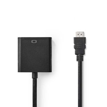 Adaptador de cable de vídeo Nedis CCGB34900BK02 HDMI a VGA con audio, 0,2 m, negro
