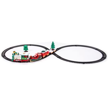 Tren Navideño de 22 Piezas con Luz, Sonido y Movimiento – Circuito 90x44 cm, Funciona con Pilas, Decoración Festiva Ideal para el Hogar - Gerimport