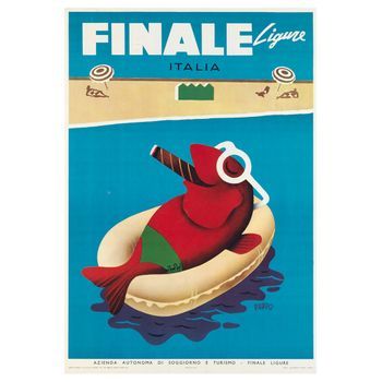 Legendarte - Cartel Turístico Vintage Finale Ligure - Cuadro Lienzo, Impresión Digital Cm. 50x70