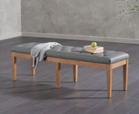 camille large grey faux leather bench