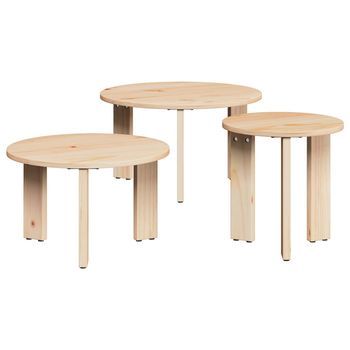 Mesa De Café 3 Pcs Natural Madera Maciza De Pino Vidaxl