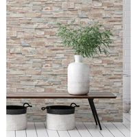papel pintado vinilico lavable efecto imitacion muro piedra pizarra con textura en relieve - austin stone 127671 de gaulan - rollo de 10 m x 053 m
