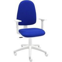 silla de escritorio torino blanca con reposabrazos - tapizado azul