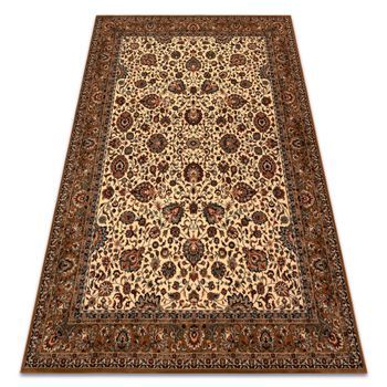Alfombra De Lana Kashqai 4362 103 Flores, Marco Beige / Burdeos 80x160 Cm