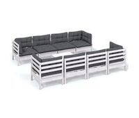 muebles de jardin 9 piezas con cojines madera maciza de pino