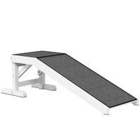 pawhut rampa para mascotas de madera con alfombra antideslizante para perros pequenos o mayores 125x40x355 cm blanco y gris   aosom espana