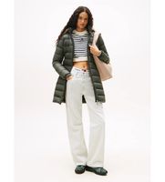 tommy jeans para mujer dw0dw18864 abrigo acolchado de plumon brillante verde s casual nylon