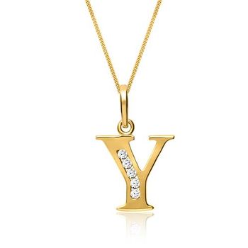 8K Cadena de Oro Letra Y con circonita