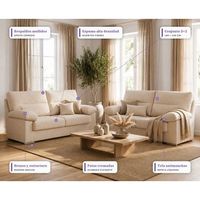 conjunto sofa lina 32 plazas 180140cm tapizado tela antimanchas - gris