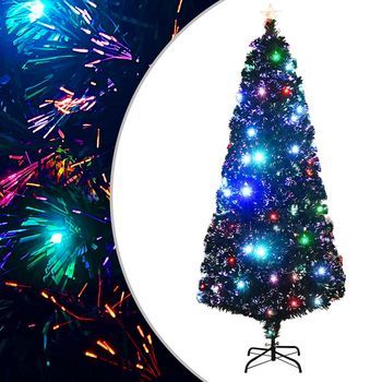 Árbol De Navidad Preiluminado Con Soporte Y Led Fibra Óptica 210 Cm Vidaxl