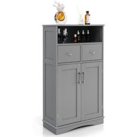 armario de bano de suelo gabinete de madera con 2 puertas costway 60 x 30 x 108 cm gris