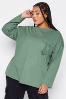 limited collection camiseta caqui manga larga con bolsillo utility mujer curvy y tallas grandes limited collection