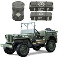 jjrc c8815 110 camion militar willys piezas de coche tambor de aceite pequeno grande caja cartuchos modelos de vehiculo