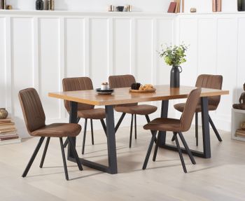 Urban 180cm Industrial Dining Table with Dexter Faux Leather Chairs