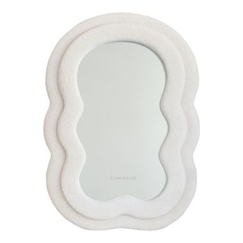 Espejo pared ondulado tejido rizo 70x50x4cm beige