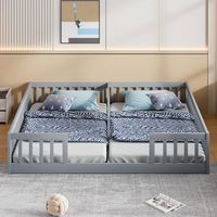 cama infantil con barreras 90x200 cm madera de pino gris