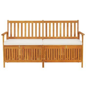 Banco De Almacenaje Con Cojín Madera Maciza De Acacia 148 Cm