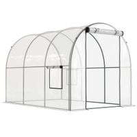 outsunny invernadero de tunel 3x2x2 m con puerta enrollable 2 ventanas de malla y estructura de acero transparente