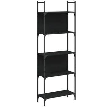 Estantería  librería de 5 estantes madera negro 60,5x24x166,5 cm