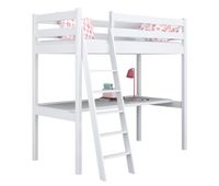 cama alta de madera con escritorio n03 blanco