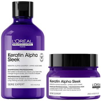 L'Oréal Professionnel Keratin Alpha Sleek Shampoo & Hair Mask Bundle Anti-frizz & Smoothing