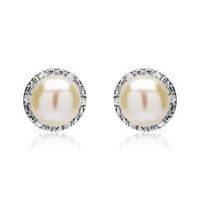 pendientes 14 quilates oro blanco diamantes perlas