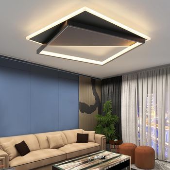 Nettlife Lámpara De Techo Led De Diseño Moderno 53w Negro Regulable Con Control Remoto Sala De Estar Para Dormitorio Cocina Pasillo Oficina