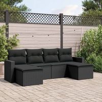 conjunto de sofas de jardin 6 uds  mueble jardin mesa y sillas y cojines ratan sintetico negro cfw765246