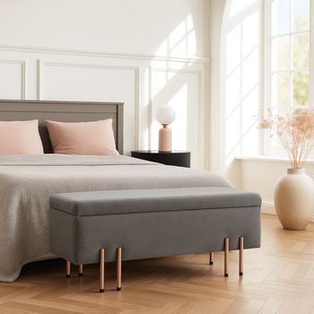 Banco Con Almacenaje Dals 100x40x42 Cm Terciopelo - Gris [en.casa]