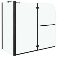 mampara de ducha plegable esg negra 120x68x130 cm vidaxl