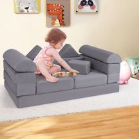 sofa modular de 9 piezas para ninos juego de escalera y rampa de espuma con tejido suede fundas lavables sofa convertible de espuma gris