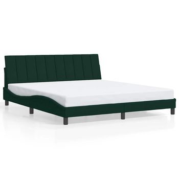 Cama Matrimonial | Cama Doble | Estructura Cama Sin Colchón Terciopelo Verde Oscuro 180x200 Cm Cfw63192