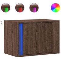 mesita de noche de pared con luces led 50 x 31 x 35 cm en madera contrachapada marron dec034180