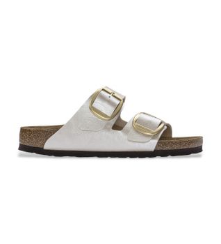 Birkenstock para mujer. 1020021 Sandalias Arizona Big Buckle blanco (Ajuste Estrecho) dorado perla (41), Plano, Ninguno, Casual