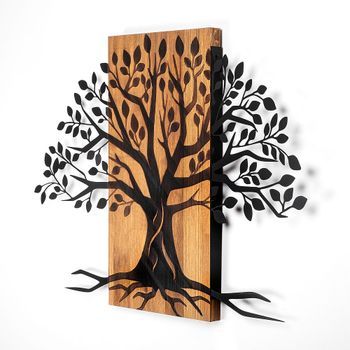 Decoración Pared De Madera Willow-382 Nogal Negro 80x58 Cm