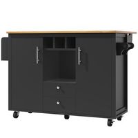 isla de cocina con ruedas y mesa plegable 1379 cm negro