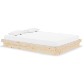 Cama Matrimonial | Cama Doble | Estructura De Cama Sin Colchón Madera Maciza 140x190 Cm Cfw60903