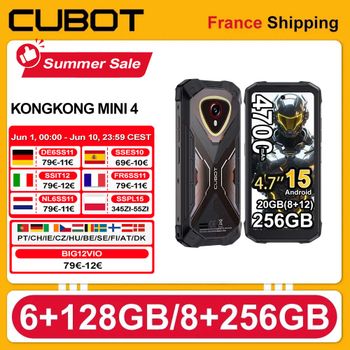 Cubot KingKong Mini 4, Teléfono Inteligente Resistente con Android 15, Pantalla de 4.7 Pulgadas, 90Hz, 4700mAh, 6GB+128GB, 8GB+256GB, NFC, 48MP, Linterna para Camping