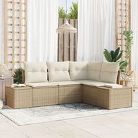 conjunto de sofa de jardin de 4 piezas con cojines beige poliratan v6278 unico  beige