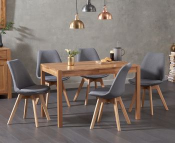 Oxford 120cm Solid Oak Dining Table with Duke Fabric Chairs