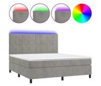 cama box spring colchon y led terciopelo gris claro 180x200 cm bloques con cuadros