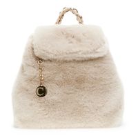 mochila suave con detalle de pelo y cadena camel